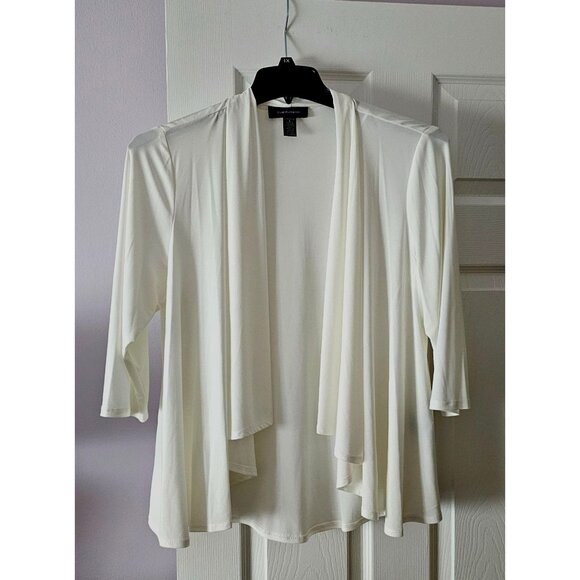 R&M Richards Women's Open Front White Cardigan 3/4 Sleeves Ltweight SZ L Career - Picture 1 of 10